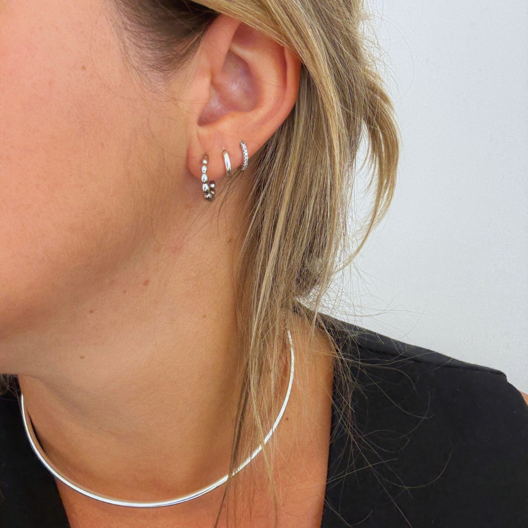 Aros bolitas de plata