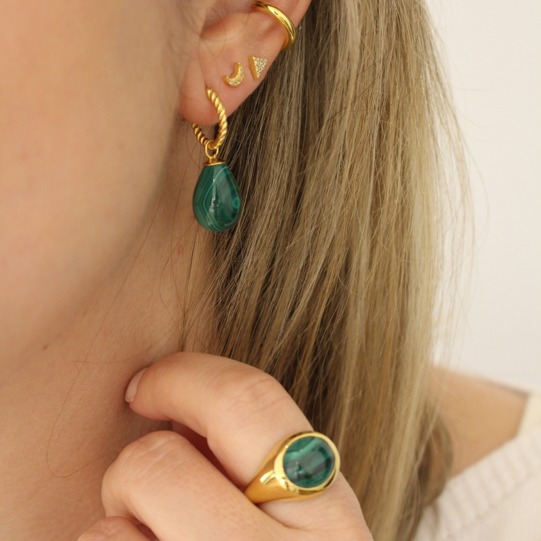 Anillo sello Malaquita