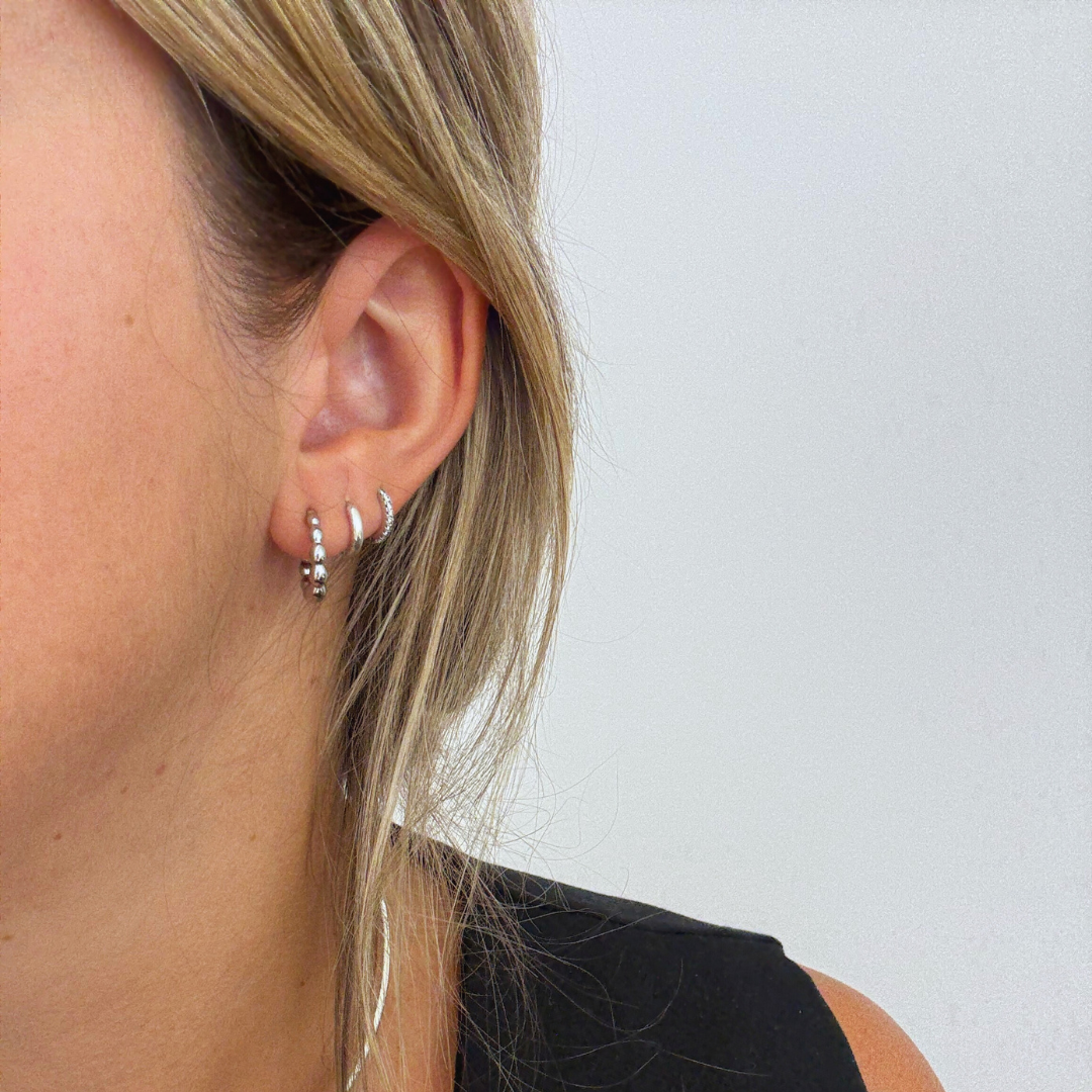 Aros bolitas de plata