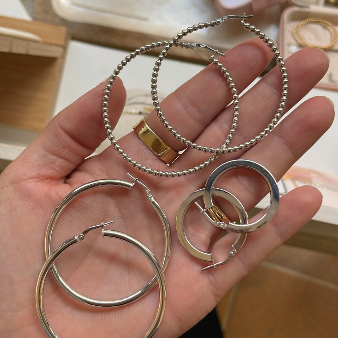 Aros bolitas plata