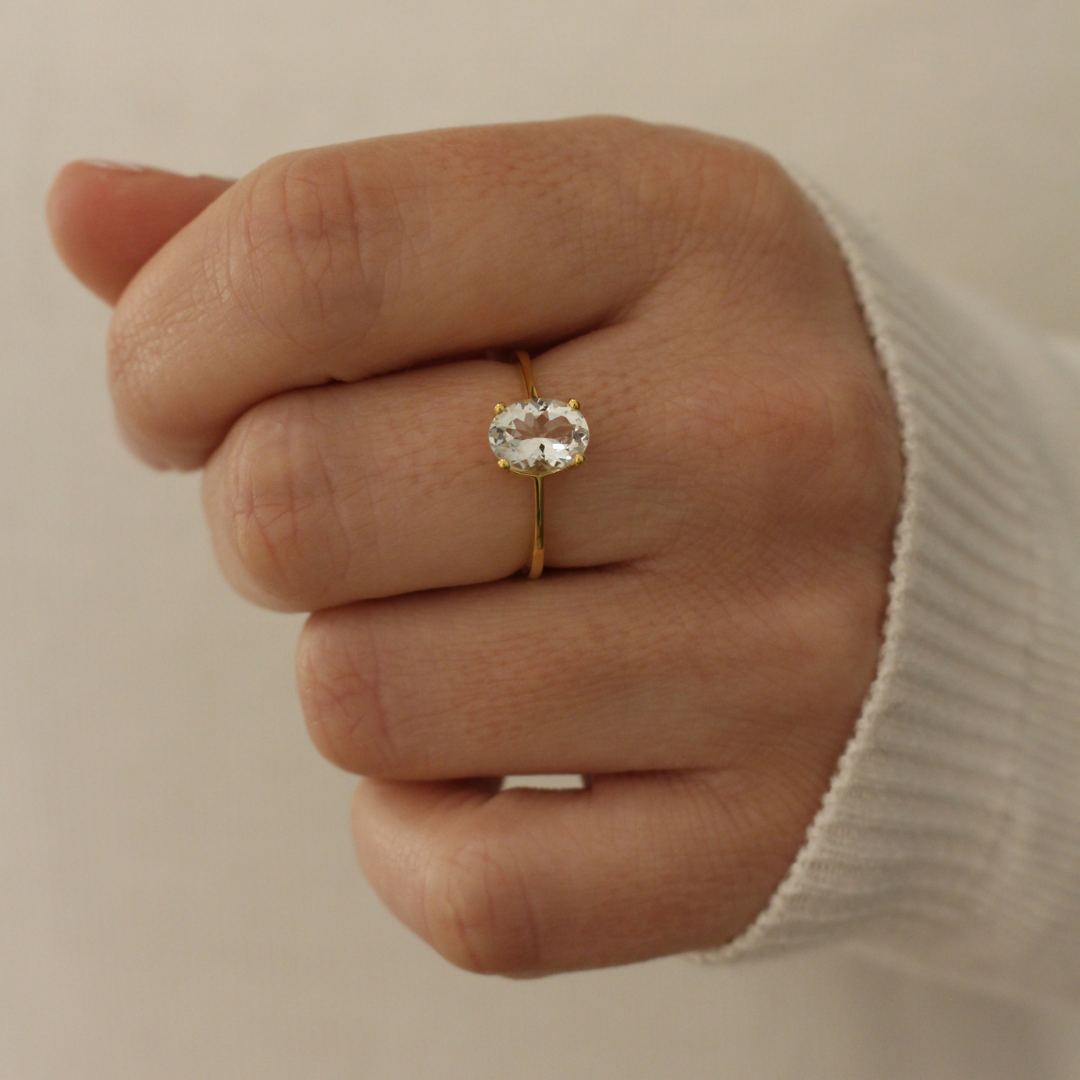 Anillo Aguamarina 9K