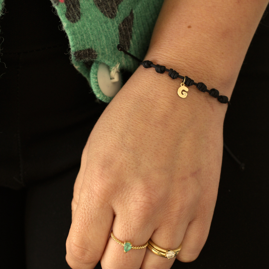 Pulsera inicial Oro y brillante