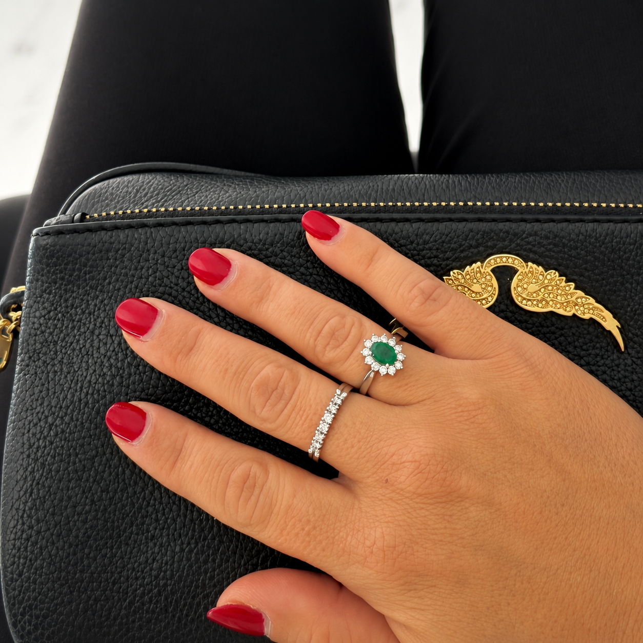 Anillo rosetón esmeralda