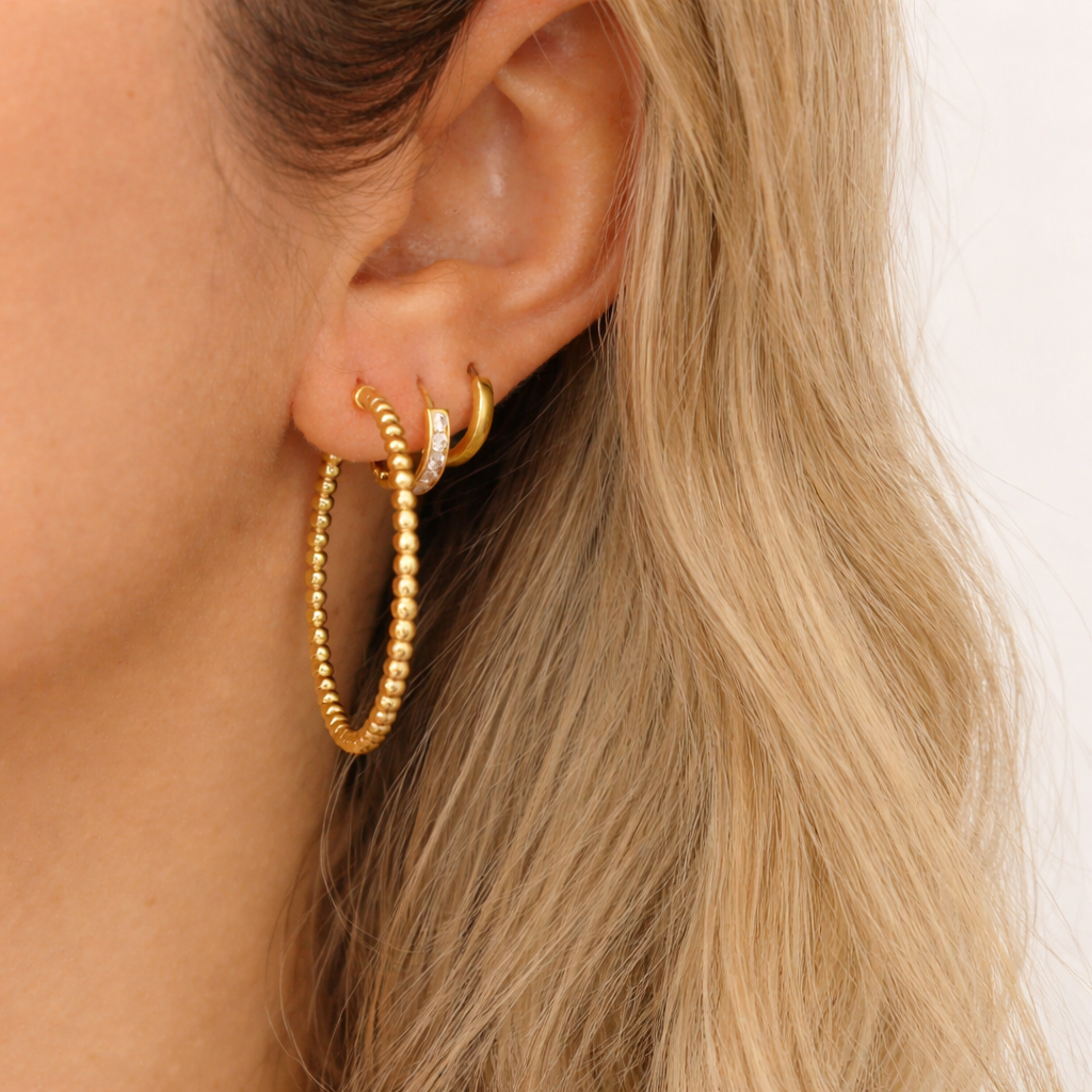 Aros bolas chapado oro