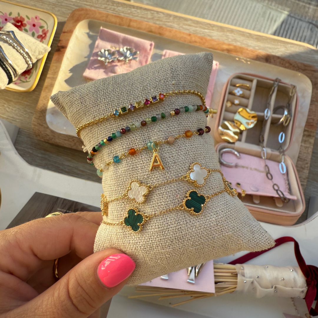 Pulsera trébol Malaquita