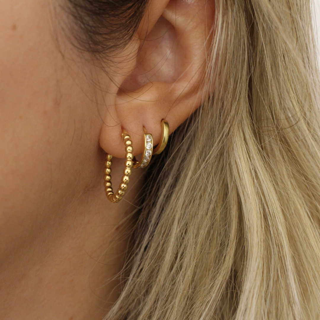 Aros bolas chapado oro