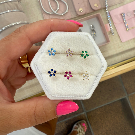 Piercings flor rosca dorado