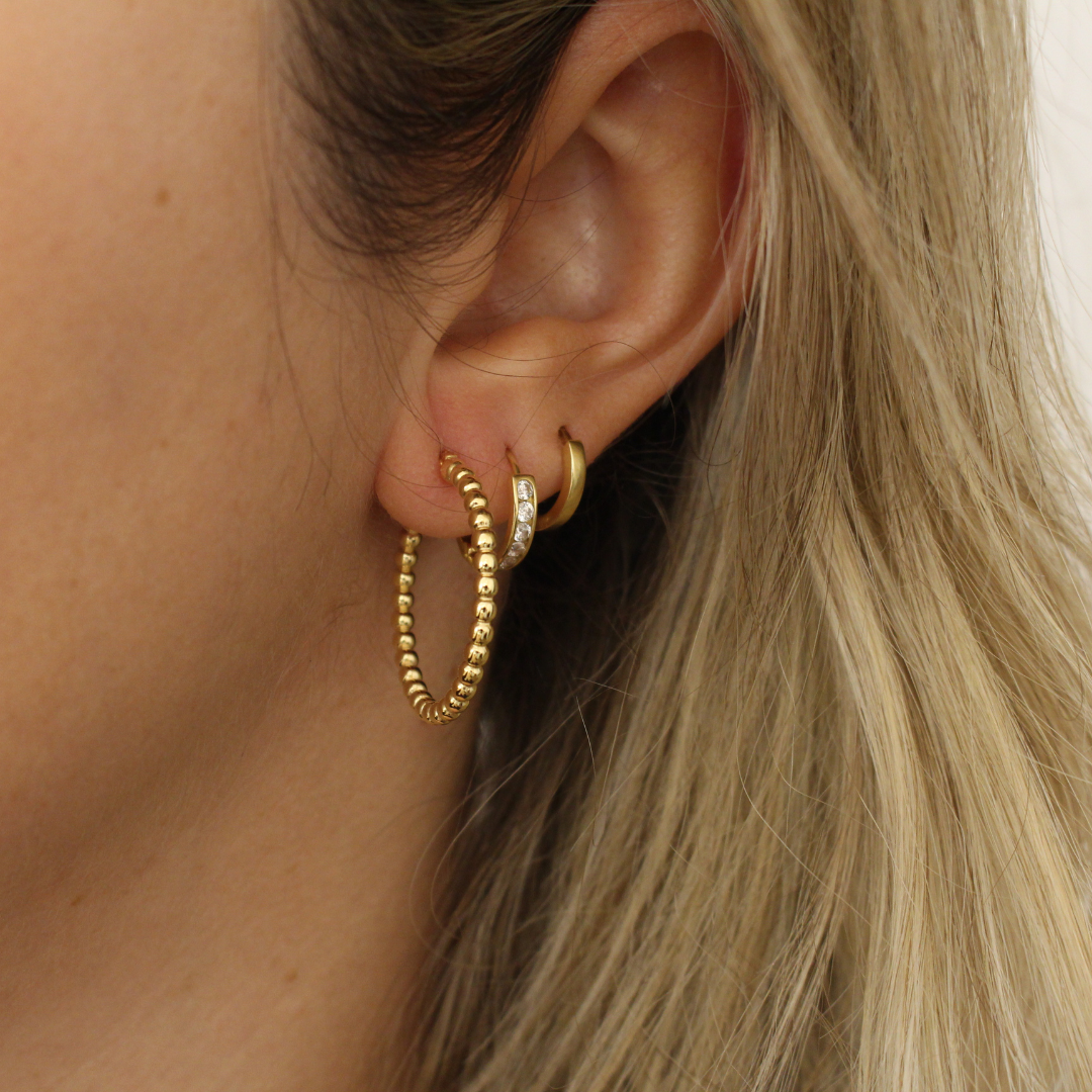 Aros bolas chapado oro