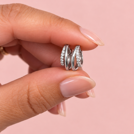 Mini aros duo plata