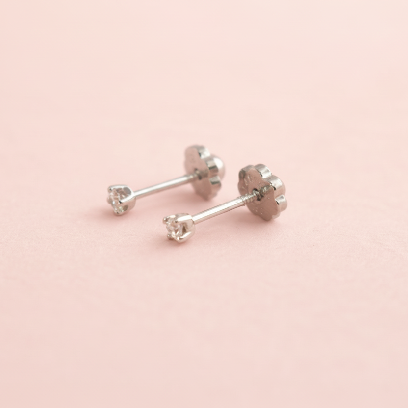 Pendientes mini diamantes rosca