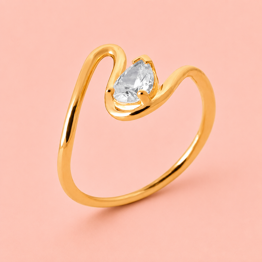 Anillo lagrima dorada