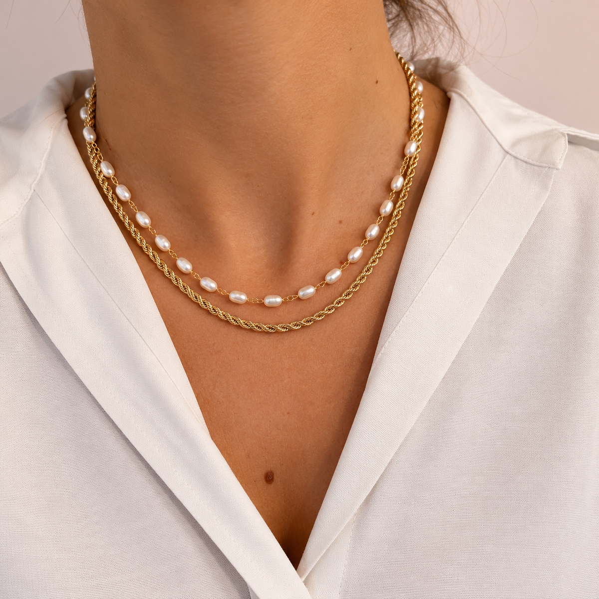 Collar bianca perlas