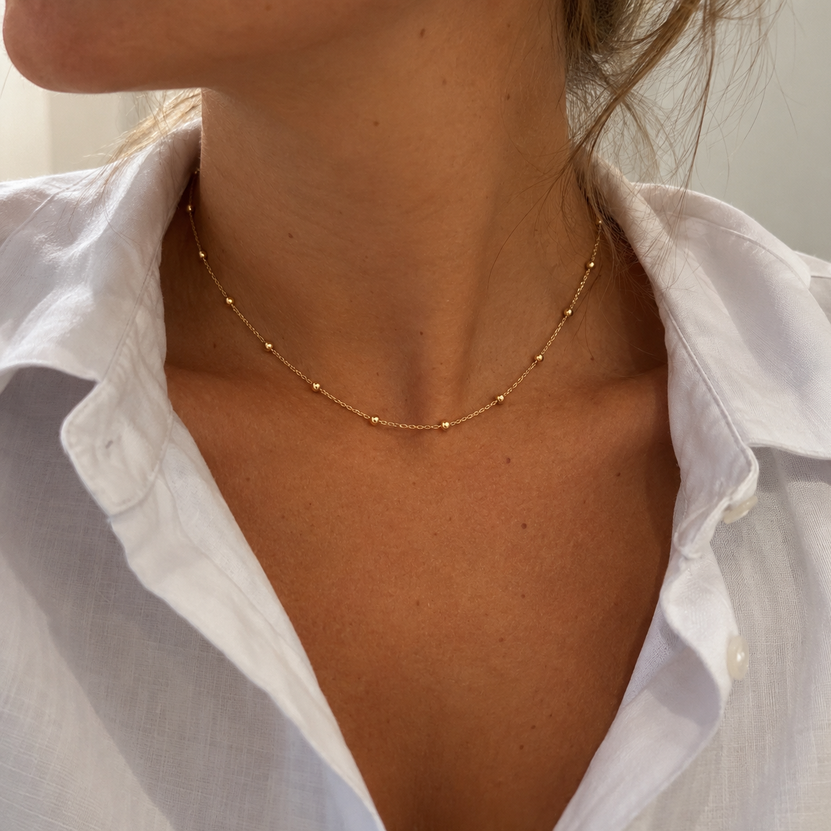Cadena bolitas oro
