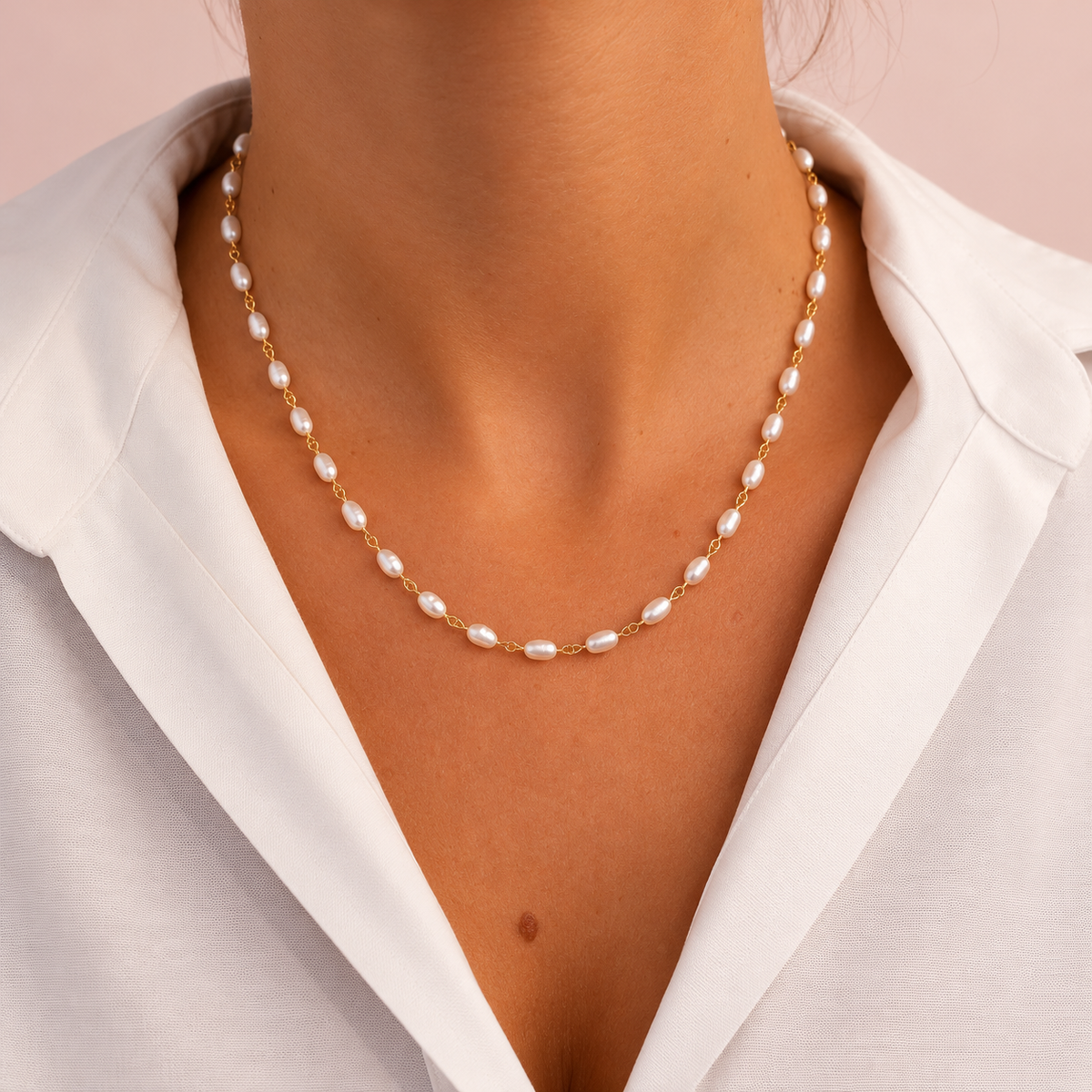 Collar bianca perlas