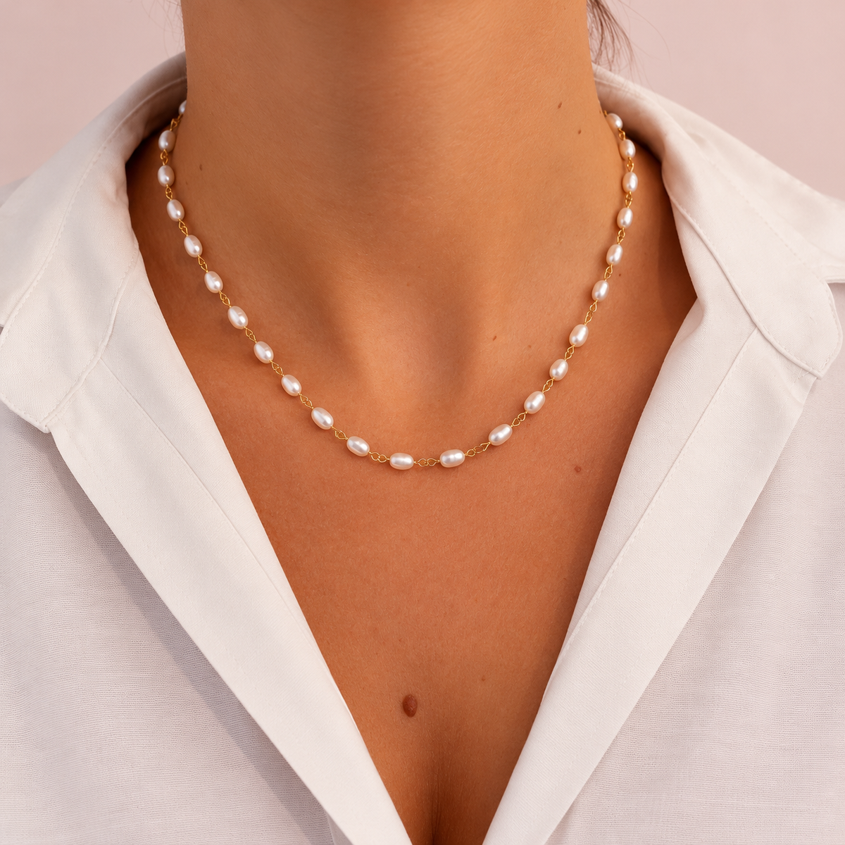 Collar bianca perlas