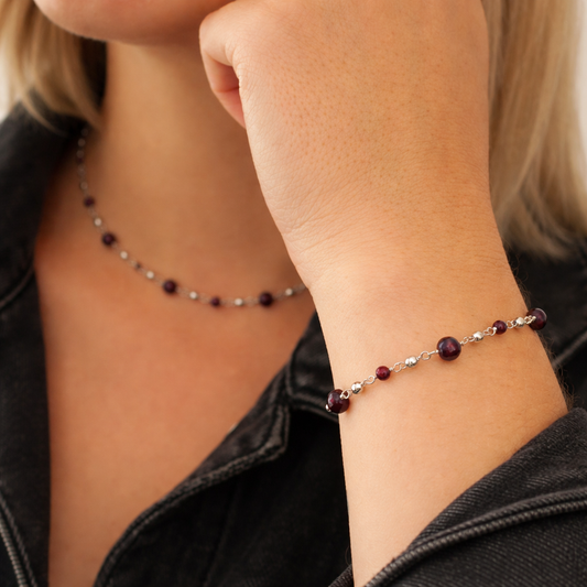 Conjunto Plata Nara Granate