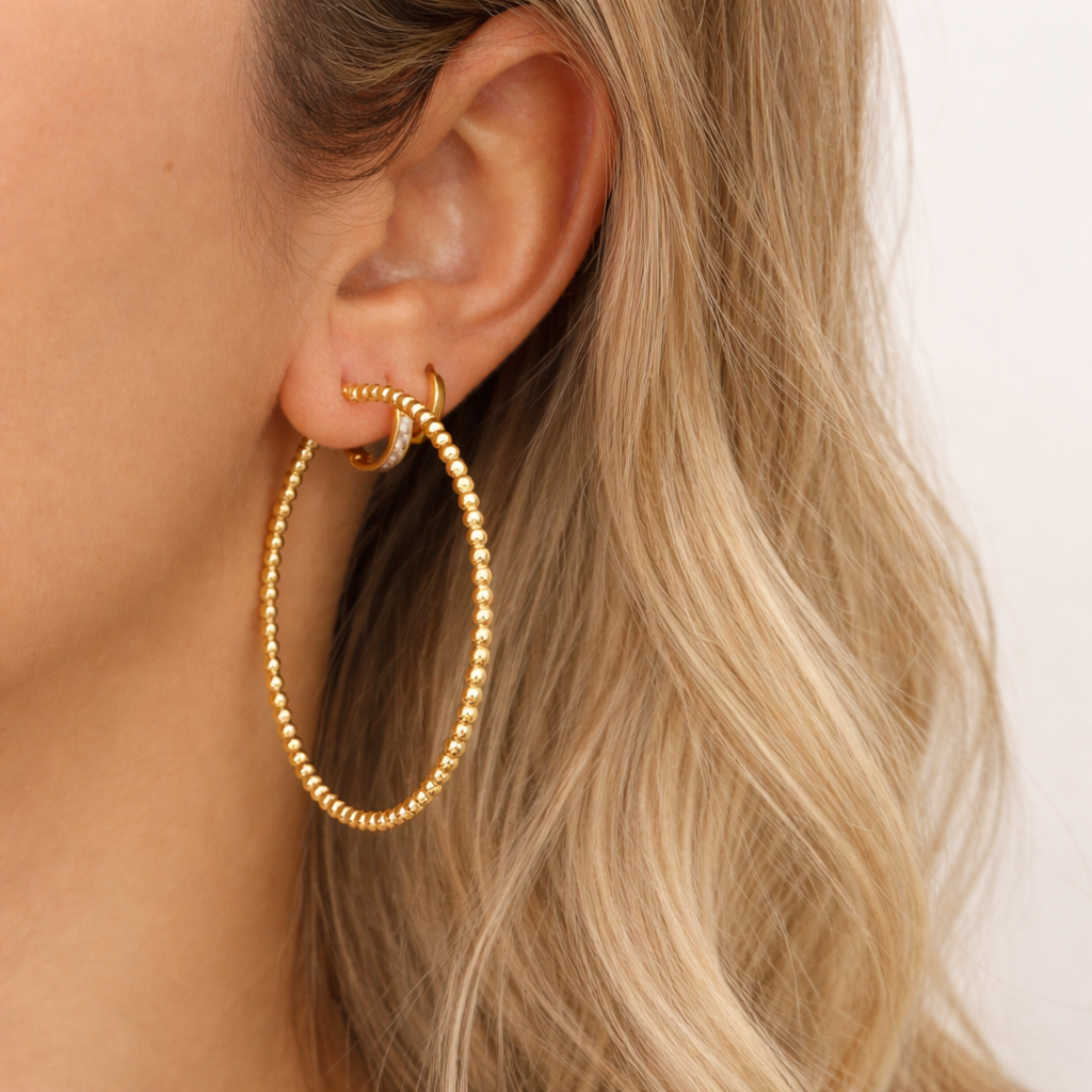 Aros bolas chapado oro