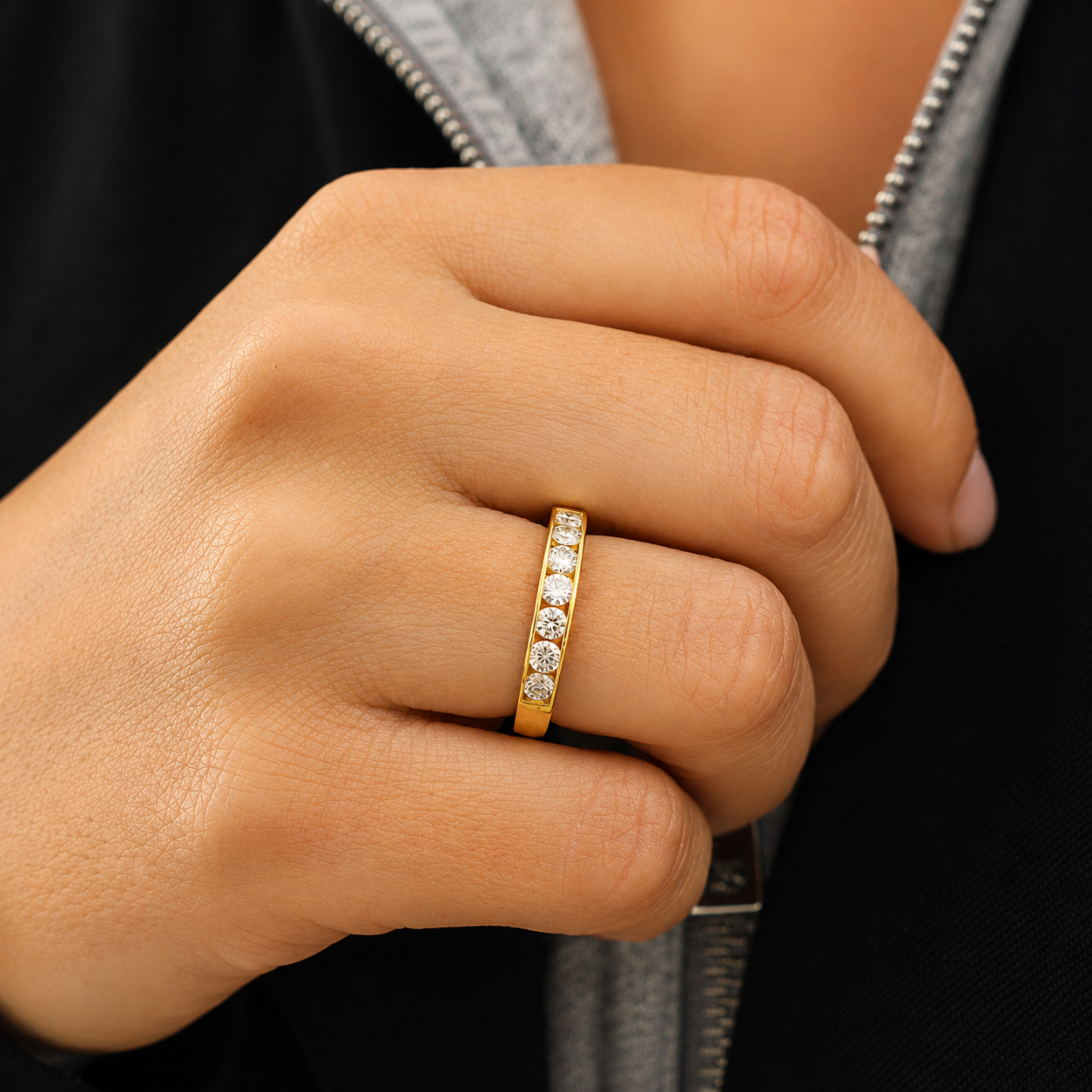 Semi alianza oro y diamantes