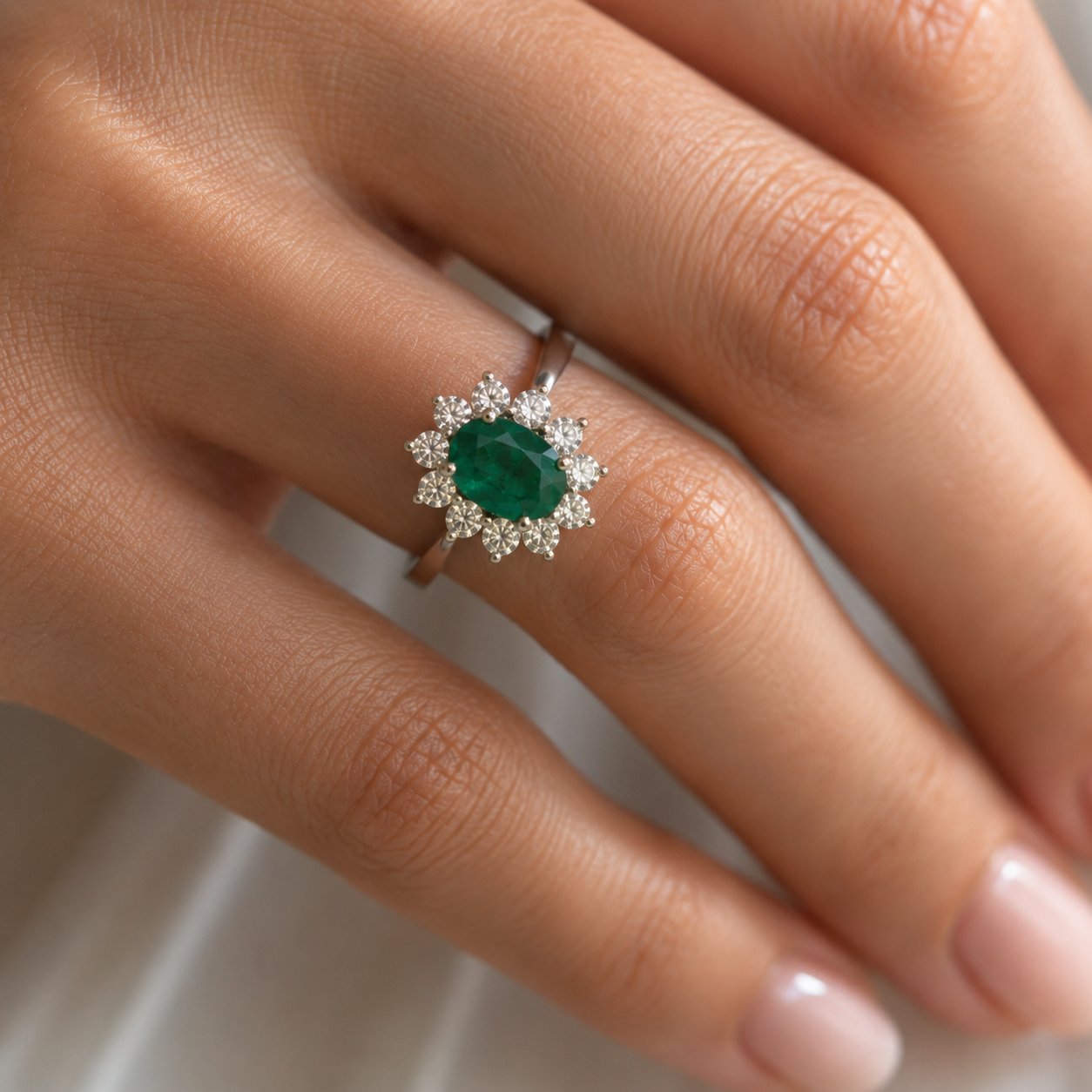Anillo rosetón esmeralda