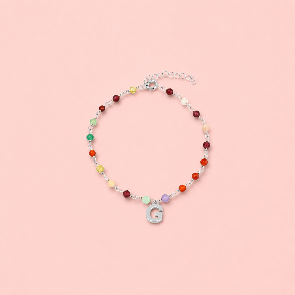 Pulsera plata minerales personalizada