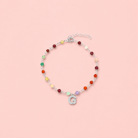 Pulsera plata minerales personalizada
