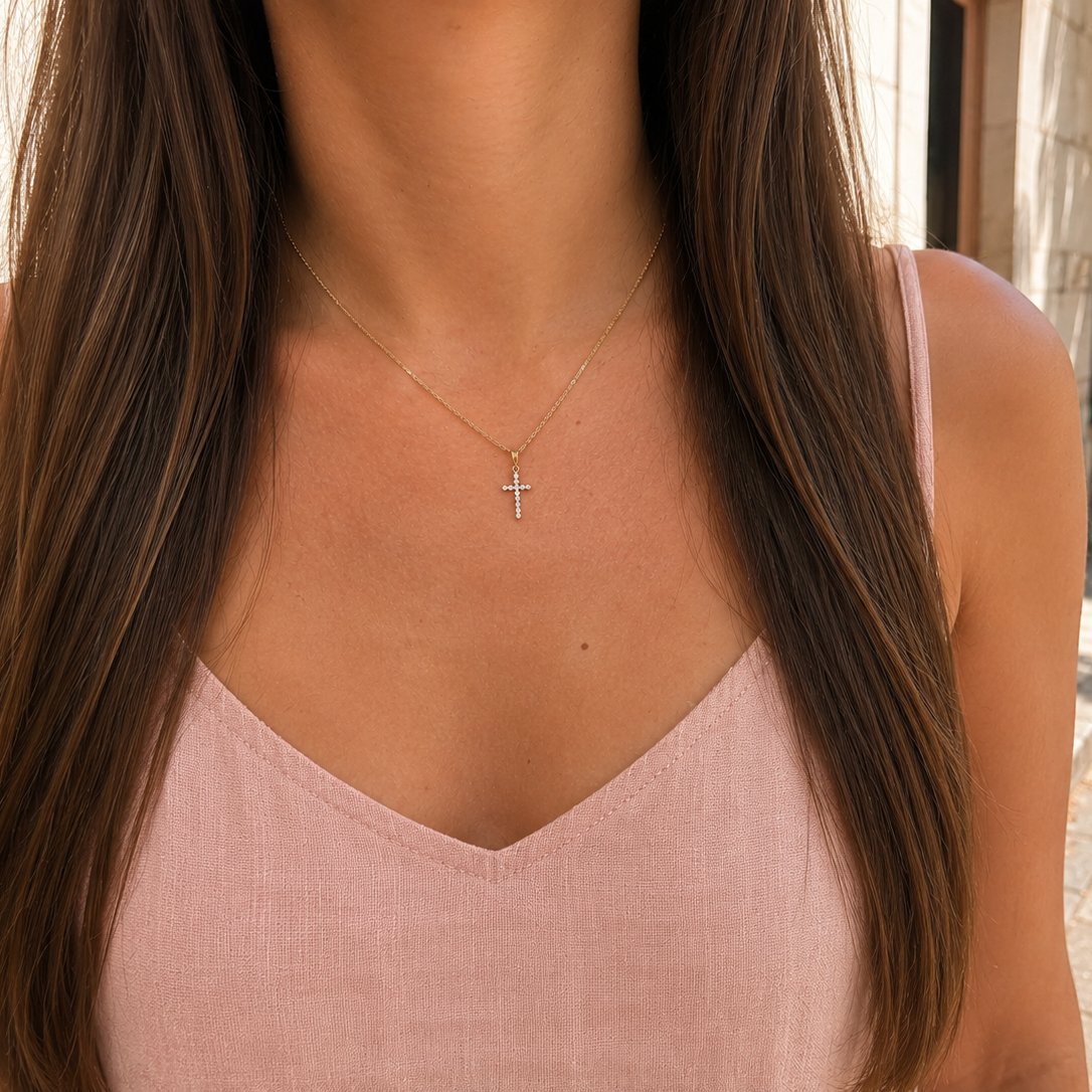 Colgante cruz diamantes