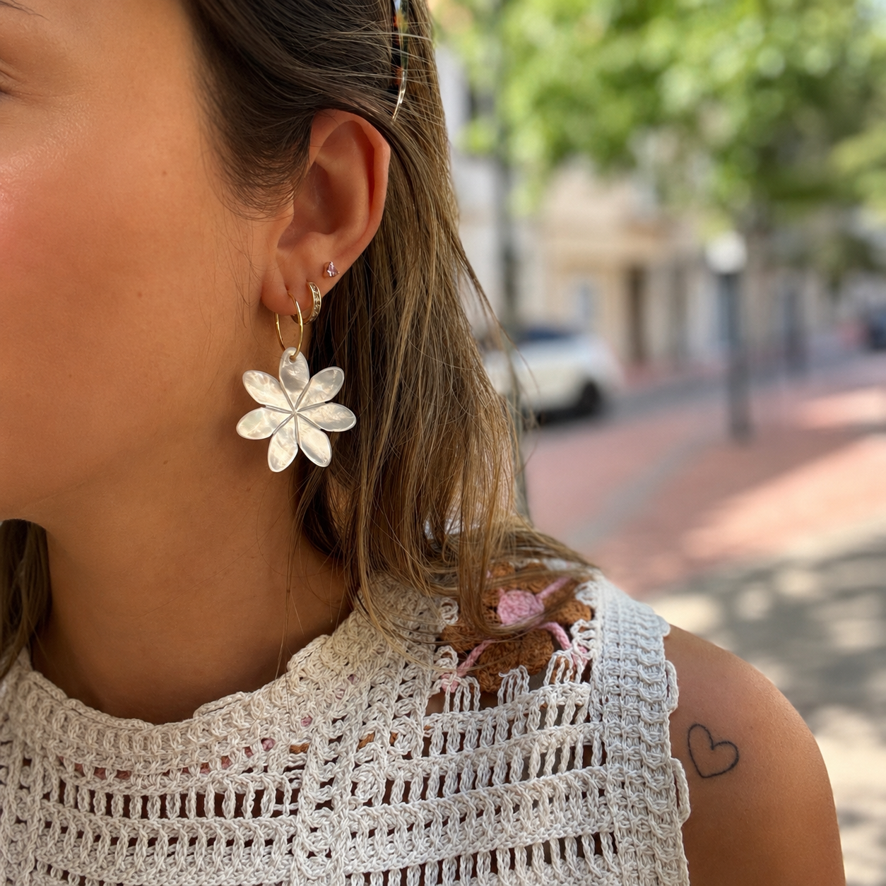 Aros flor de nacar