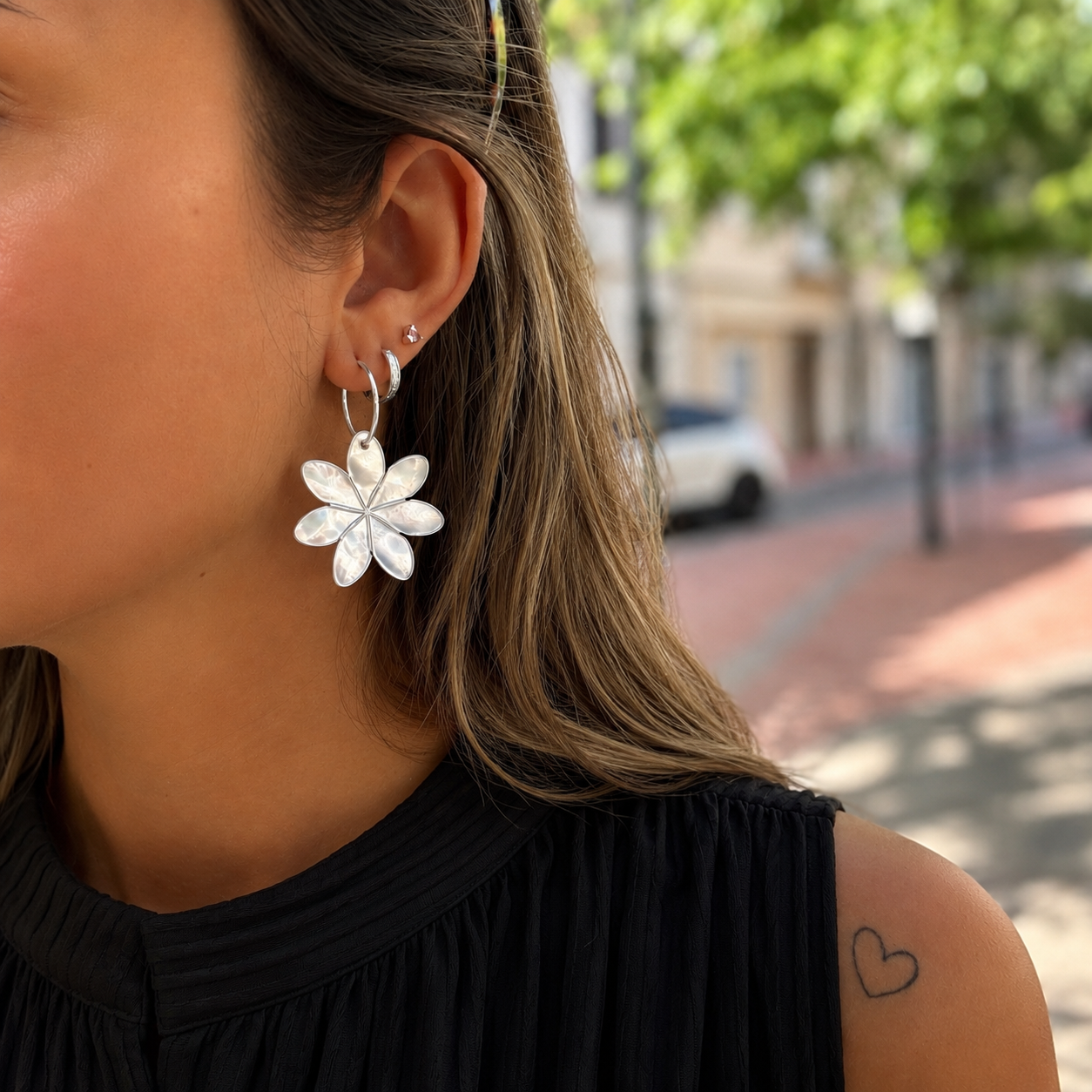 Aros flor de nacar