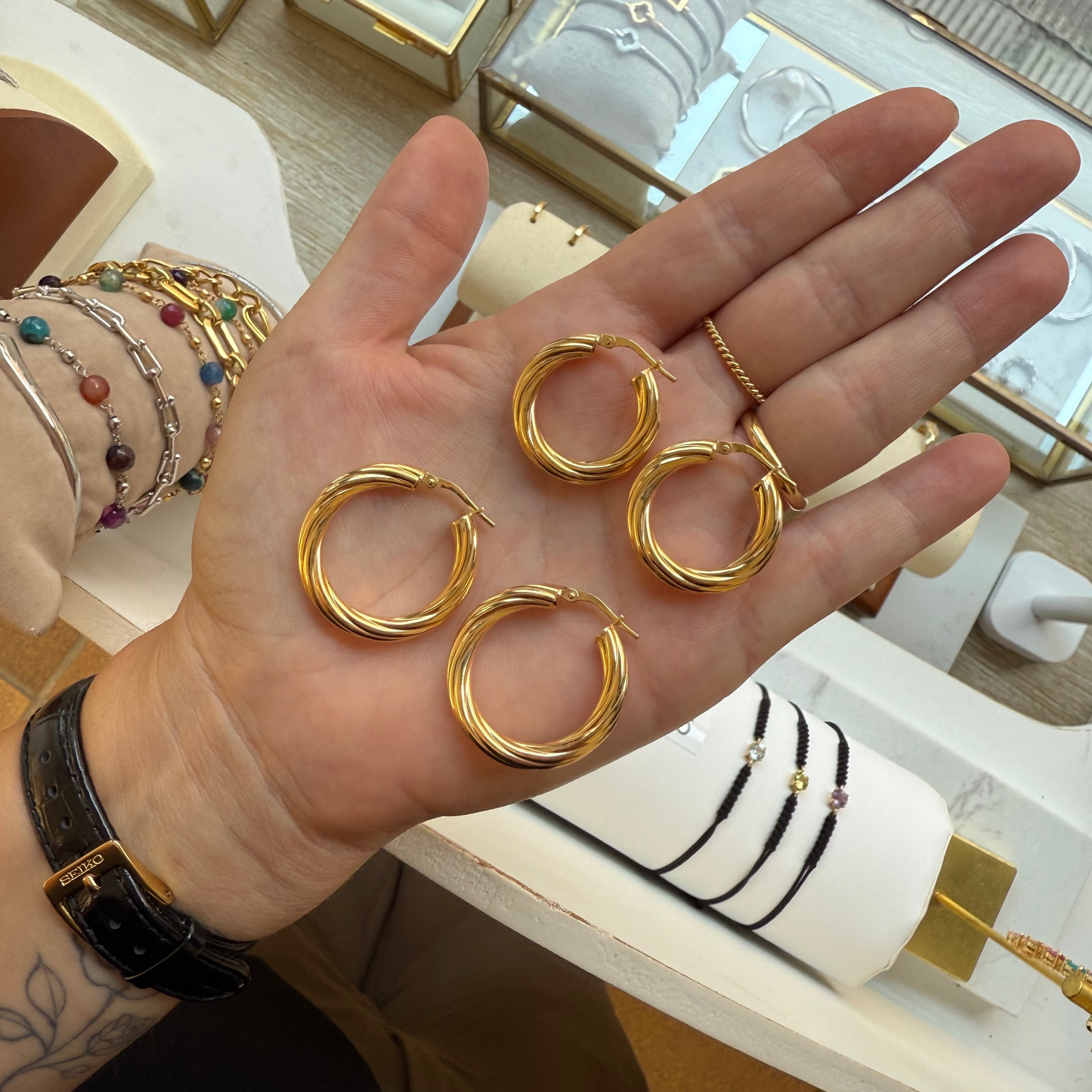 Aros trenza dorados
